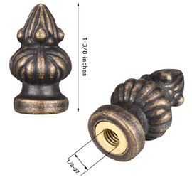 Canomo 2 Packs Lamp Finial Cap Knob Lamp Decoration for Lamp Shade, Antique Brass, 1-3/8 Inches (Small Size)