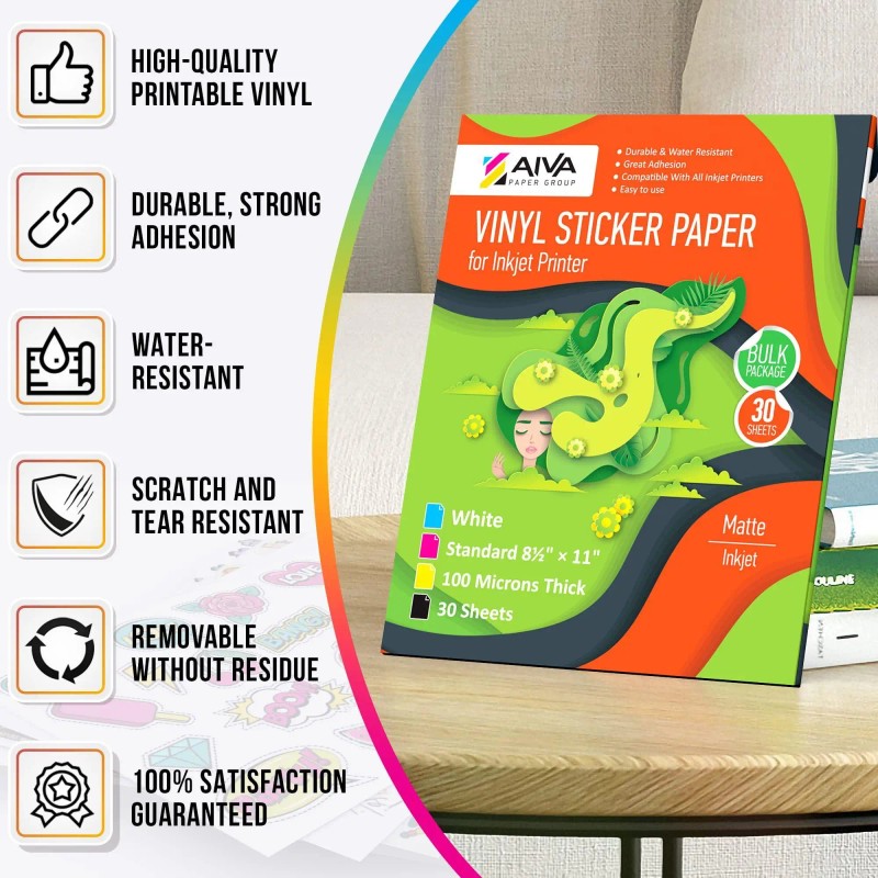 UD_Printable Vinyl Sticker Paper Waterproof Decal Paper for Inkjet Printer