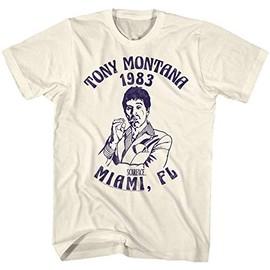 Scarface 1980's Gang Crime Movie Tony Montana Miami '83 Vintage Adult Tshirt Tee Off-White