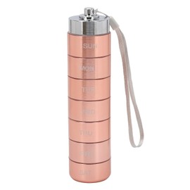 Organizador Semanal de Medicamentos de Metal, Pastillero Impermeable con 7 Compartimentos, Apto para Viajes, Elegante Pastillero de Oro Rosa para Vitaminas, Medicamentos,