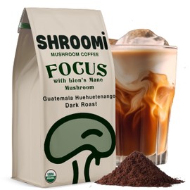 Award-Winning Shroomi Mental Performance Coffee | Organic Fair Trade Dark Roast Guatemala | 16,000mg Fruiting Body Mushrooms | Focus & Clarity | 10oz Ground