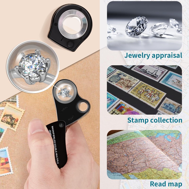 JARLINK 2 Pack 30X 60X Jewelers Loupe, Foldable Jewelry Magnifier