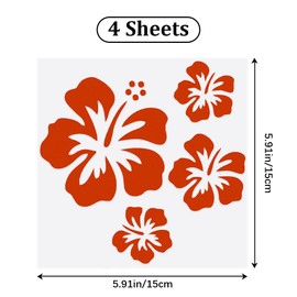 GORGECRAFT 4 Sheets Hibiscus Flower Car Stickers Hawaiian Stickers and Decals Red Reflective Stickers Waterproof Vinyl Automotive Exterior Decoration for SUV Truck Motorcycle Doors Walls