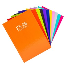 Evelay 2025 2026 Diary A5 Week to View Mid Year Academic Planner Hardback Diaries Journal Organiser with Ribbon for Student Teacher Personal Use (Orange)
