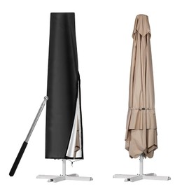 VORHOT Parasol Protective Cover for Umbrellas, Diameter 1-3 m, 210D Oxford Fabric Tarpaulin with Pole, Waterproof, UV-Anti-Snow, Cover for Balcony Umbrella, Market Umbrella, Garden Umbrella, 190 x