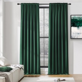 DONREN Dark Green Blackout Thermal Insulating Window Curtain Panels for Bedroom with Rod Pocket (42 x 96 Inches,2 Panels)