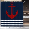 UEAUUN Navy Blue and White Striped Shower Curtain Anchor, 70x70