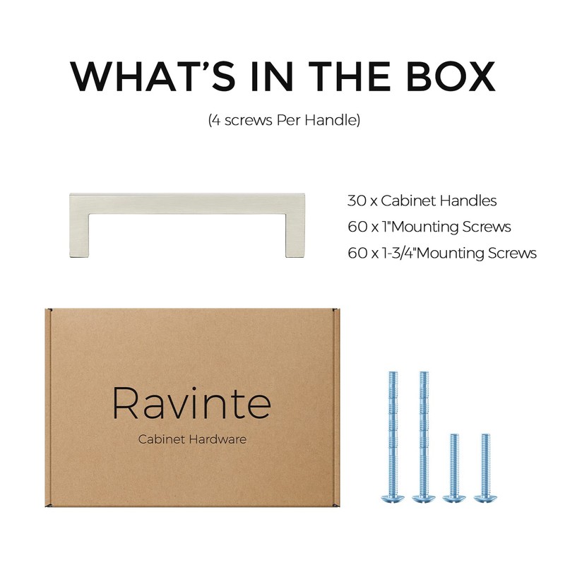 Ravinte 30 Pack Solid 3-3/4 Inch Center to Center Slim