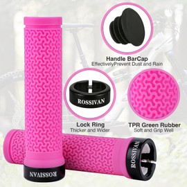 Rossivan Professional Bike Handlebar Grips, Mountain Bike Grips with Soft and Comfortable Anti-slip Rubber,Single Lock-on MTB Grips- Conquer Every Ride