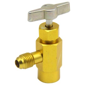 R134A Self-Sealing Can Tap Valve Refrigerant Dispenser Tool Bottle Opener, with 1/2" Female Right Hand Thread, 1/4inch SAE Male, T handle for easy fingertip control, for R134A Automotive