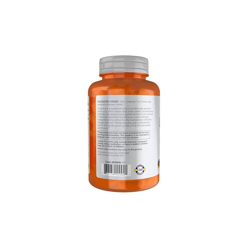 NOW L-glutamine 1000mg, 120 Capsules