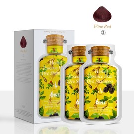 Limer, Multi-color,Natural Hair Dye Shampoo,6-in-1 Instant Tinte de Cabello,Herbal Ingredients,Gray Coverage,Non-stained Skin,Plant Haircare(10packs):_Wine Red_2 Boxes