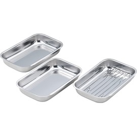 Tamahashi TP-20 Interlocking Bat, Deep Shape, 3-Piece Set, 9.4 x 5.9 inches (24 x 15 cm), Includes Grid, Stainless Steel, Meal Prep, Made in Japan