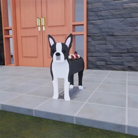 Bamboo's Grocery LoKii Boston Terrier Dog Planter, Cute Dog Plant Pot, Animal Shape Plant Containers, for Outdoor Indoor and Garden Decoration Plants