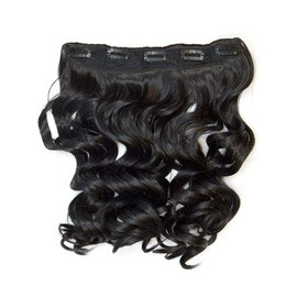 I&K Clip In Synthetic One Piece Hair Extensions - Body Wave 24 inches 180g Full Head (#1B Natural Black)