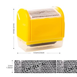 Privacy ID Address Blocker Stamp, Identity Theft Protection Roller Stamp, Privacy Safety Theft Roller Stamp Personal Data Security Data Defender Roller Stamp (Wide Yellow Stamp + 3 Refills Ink)