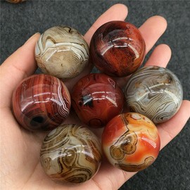 TEAMWILL 4pcs Natural Silk Agate Banded Ball Quartz Crystal Sphere Tumbled Gems Stone Dia.35MM(1.38inch)