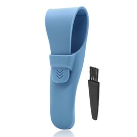 LinMei Silicone Razor Travel Case Compatible with Gillette, Parker, Merkur Razor (Blue+Cleaning Brush)