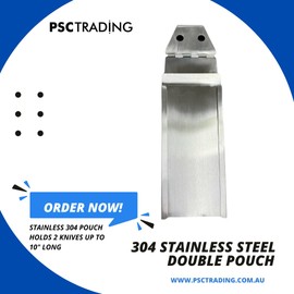 Stainless Steel 304 Knife Scabbard, Double Pouch, (Holds Knives Up to 10" Blade)