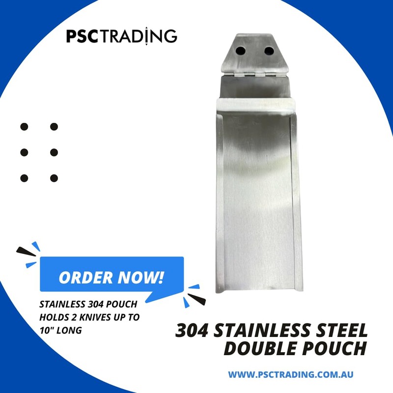 Stainless Steel 304 Knife Scabbard, Double Pouch, (Holds Knives Up