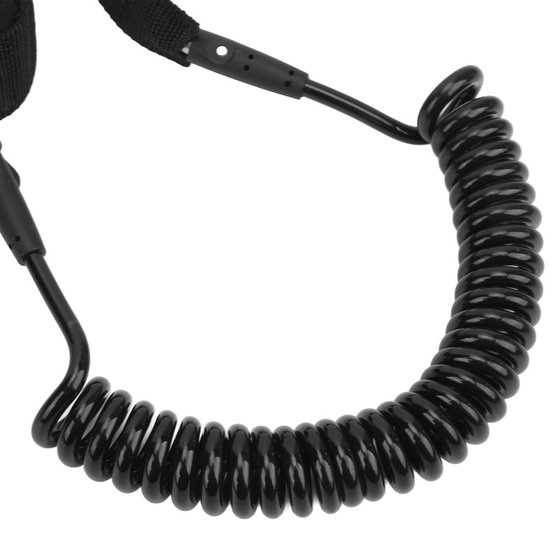 Surfboard Leash High Elasticity TPU Black Adjustable Coiled Surfing Leg