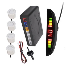 ULTECHNOVO 1set Probe Reversing Radar Buzzing Led Display for Car Parking Warning System Easy Installation Fit White
