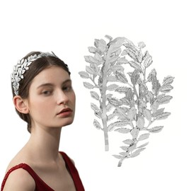 Hoshisea Goddess Crown, Leaf Headband, Goddess Headpiece, Wedding Hair Band, Silver, Used for Bridal Jewellery, Headpiece Made of Silver (Silver)