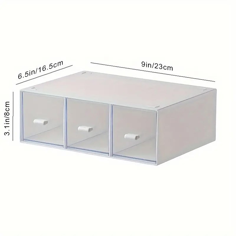 AIMALL Compact Drawer Storage Organizer, Clear Plastic Desktop Box, 9"