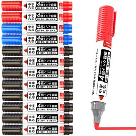 Dry Erase Markers, Multicolored Set, 4x Ink Capacity, 400 Meters, Water Base, Quick Dry Marker Pens, Black, Red, Blue, Medium Point, Waterproof, Non-Toxic, Low Odor, Easy to Erase, for Kids, Home, Office, School (12-Pack Business Set)