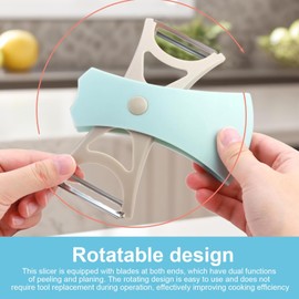 DIYCUT 2 Stück Gurkenschäler, Edelstahlklinge Julienne Schäler, Drehbar Streifenschäler für Gemüse, 2-in-1 Streifen Schäler, Geeignet für Kartoffeln, Kürbis, äpfel