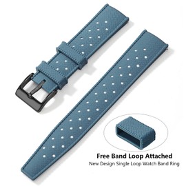 Artthurse Silicone Watch Bands Quick Release Tropical Style 18mm, 20mm, 22mm for Men Women Replacement Rubber Watch Bands Soft Breathable Waterproof Sport Watchbands Straps (18mm,InkBlue/Black)