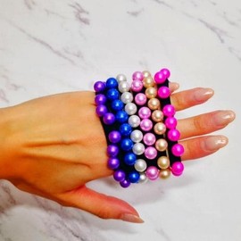 Colored pearl hair tie bracelet hair tie hair accessory / 컬러 진주 머리끈 팔찌머리끈 헤어악세서리