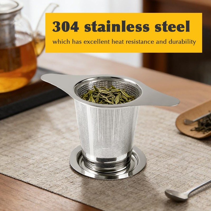 Meirivrn 2Pcs Stainless Steel Tea Infuser with Lid, Reusable Loose