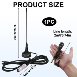 DVB-T/DVB-T2 TV Antenna DTA180 - High Performance Mini Antenna with Magnetic Base, Indoor Antenna for Receiver/Television, for Digital Reception on All DVB-T2 Devices, Black