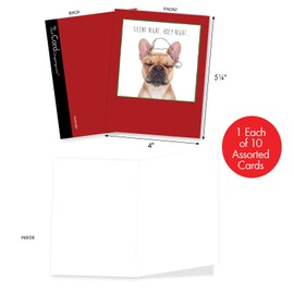 The Best Card Company - 10 Blank Christmas Note Cards - Pet Cats and Dogs, Boxed Xmas Animal Cards for Kids (4 x 5.12 Inch) - Holiday Dogs and Doodles M6582XSB