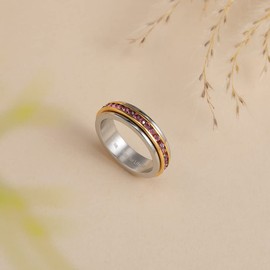 Muses Art Design Fidget Rings, Anxiety Rings, Spinner Rings, Band Rings with Birthstone, Stainless Steel, Women and Men, Meditation Rings, Thumb Rings, Stress Relieving and Anxiety Reducing