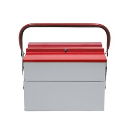 Metalplus Compact Steel Toolbox: 10 in. x 8.5 in. x 8in. / 3 compartments (Light Grey & Red)