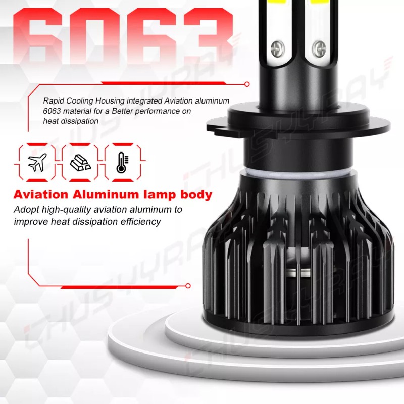 CHUSYYRAY 2PC H7 LED Headlight Bulbs For Yamaha YZF-R6 2003-15
