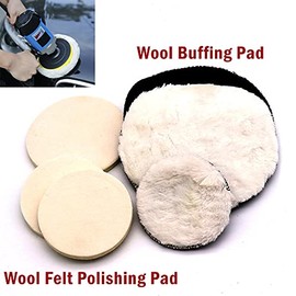 4" / 5" / 6" / 7" Wool Buffing Pad/Wool Felt Polishing Pad, 1Pc Woolen Polishing Waxing Pads Kits Car Polishing Pad Waxing Buffer Discs Wheel Kit for Painted Metallic Surfaces, Car etc.