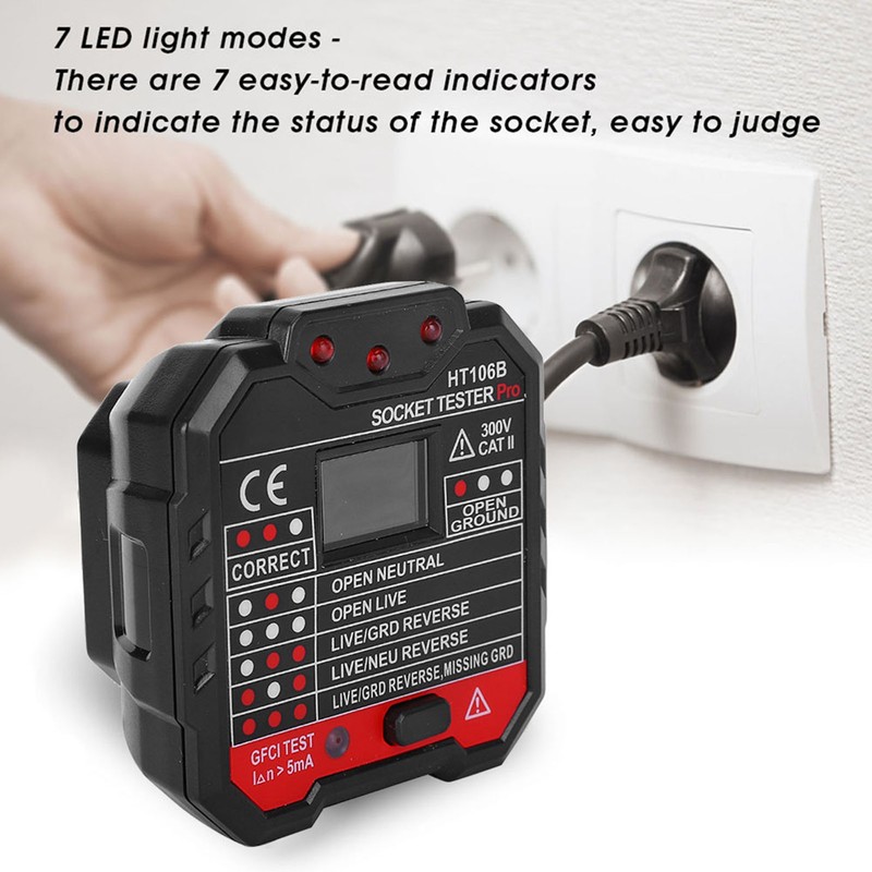 HT106B Multifunction Electric Socket Tester Mains Fault Checker Tool