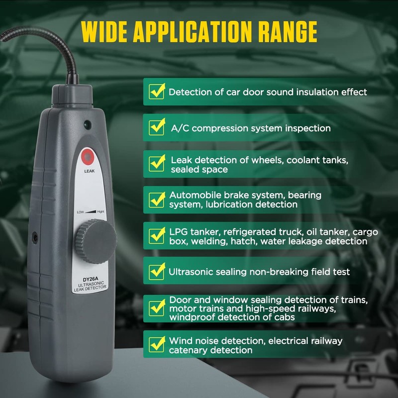 Ultrasonic Leak Detector 40KHz±2KHz Air Leak Detector Sensitivity Adjustable Automotive