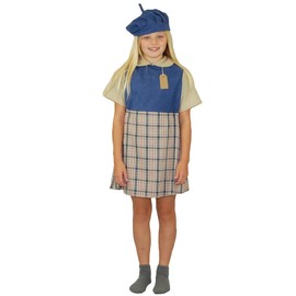 Charlie Crow WW2 Second World War Evacuee School Girl Costume for kids | 5-11 Years | Red, Green, Blue and Brown.