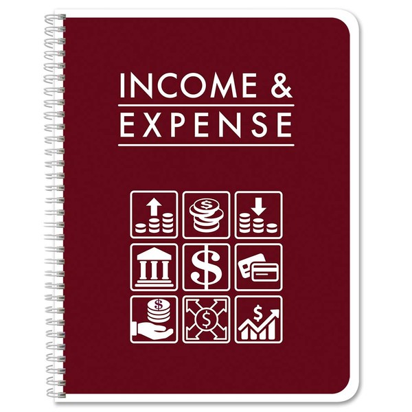 BookFactory Income and Expense Log Book/Tracker/Small Business Ledger Book/Accounting & Bookkeeping Ledger Log Book/LogBook 108 Pages - 8.5" x 11" Wire-O (LOG-108-7CW-PP-(IncomeExpense)-BX)