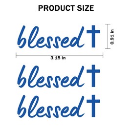 Bittwee 3PCS Blessed Car Rearview Mirror Decal, Vehicle Rear View Vinyl Affirmation Stickers, Automotive Window Decoration Label Decals Accessories, Universal for SUV, Sedan, Truck (Blue)