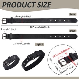 FINGERINSPIRE Traditional Kilt Extension Strap Leather Cuffs Belt Buckles 2.5 x 40.7 cm Black PU Leather Adjustable Belt with Metal Buckle Women's Belt for Coat Jacket Dress, black