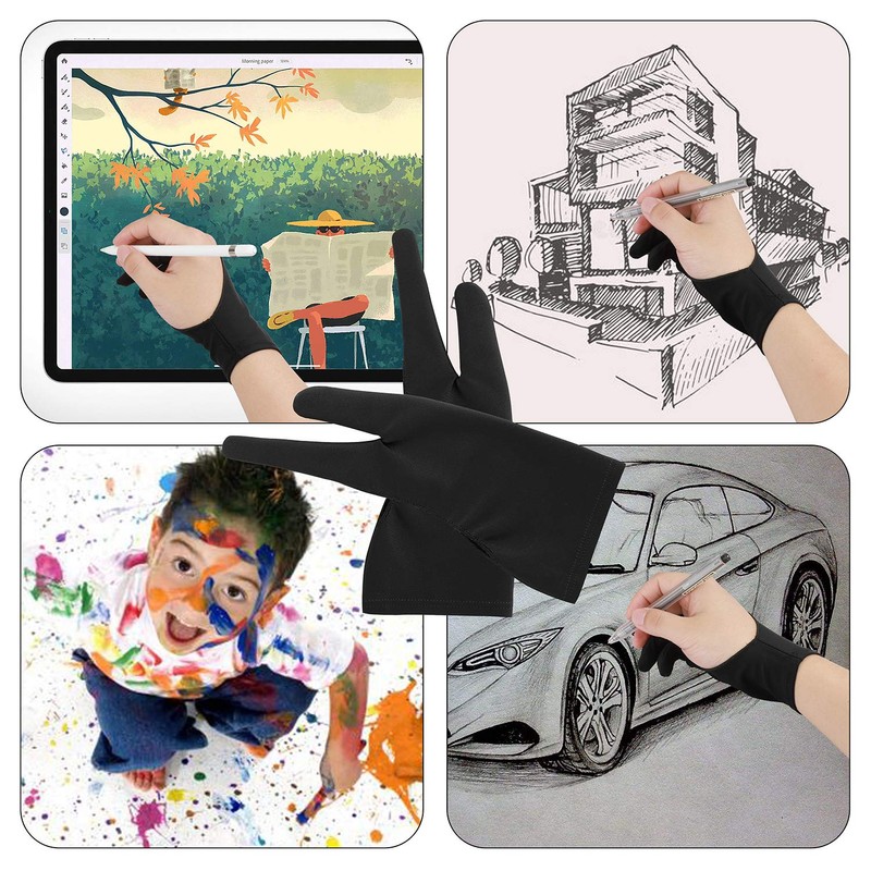 EastyGold Artist Drawing Tablet Gloves Two Finger Graphics Painting Glove
