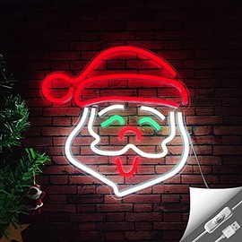 Santa Claus Neon Sign, Christmas LED Neon Signs for Wall Decor, Christmas Night Light with USB/Swicth, Acrylic Neon Light Signs for Bedroom Aesthetic Teen Gift Girl Kid Room Birthday Wedding Party Bar