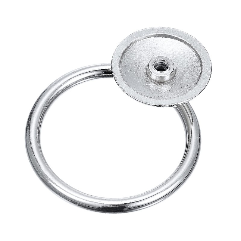 sourcing map 6Pcs Round Ring Pulls, Drawers Knobs Bright Chrome