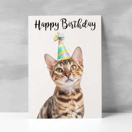 Postcard Prints - Birthday Card For Anyone Birthday Card For Friend Birthday Card For Her or For Him Bengal Cat Birthday Card For Son or Daughter