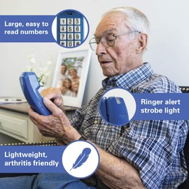 iSoHo Landline Phone – Retro Trimline Corded Phone Big Buttons & Backlit Keypad, Redial/Mute, Wall‑Mount or Desk Push‑Button Tone Dialing - It Slips Into Your Space with Quiet Confidence Classic Blue